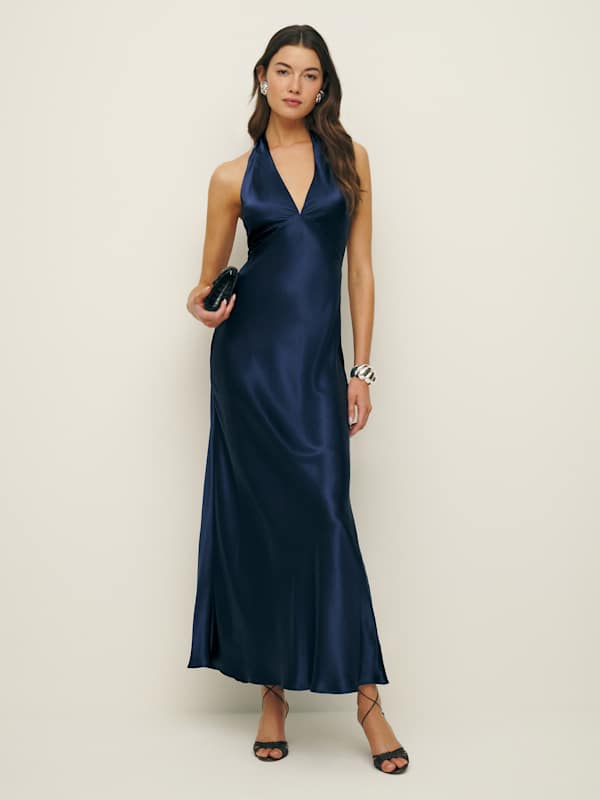 Daniela Silk Dress - Navy